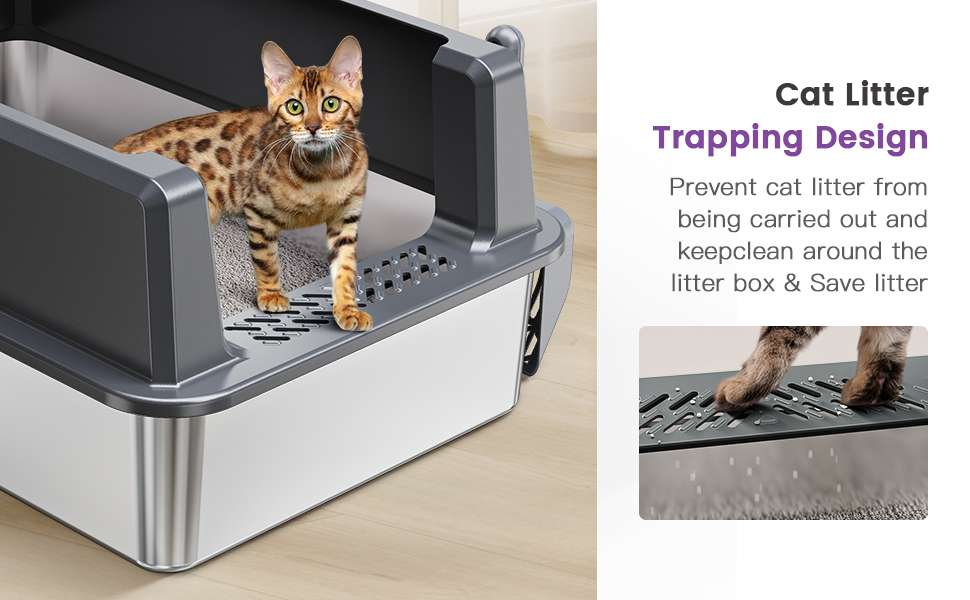 Extra Large XXL Stainless Steel Cat Litter Box with Lid, 26″ L x 18″ W x 12″ H Metal Litter Box with Hight Sides for Big Cats & Multiple Cats, Never Absorbs Odors, Anti-Urine Leakage, Easy Cleaning